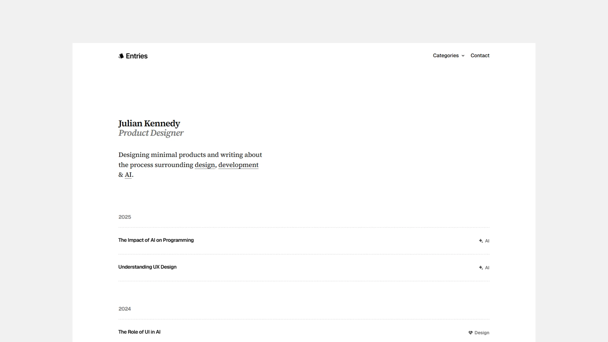 Entries Blog Template for Webflow