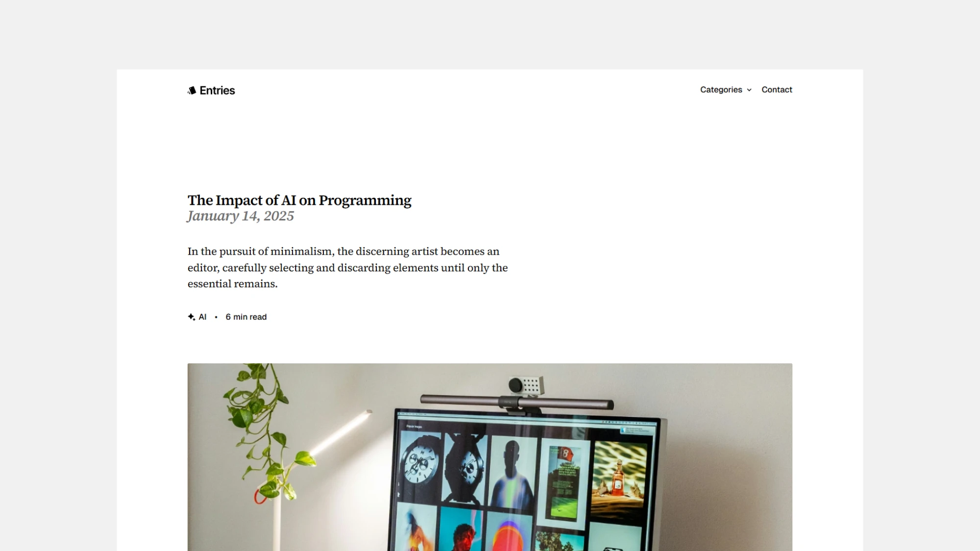 Entries Blog Template for Webflow