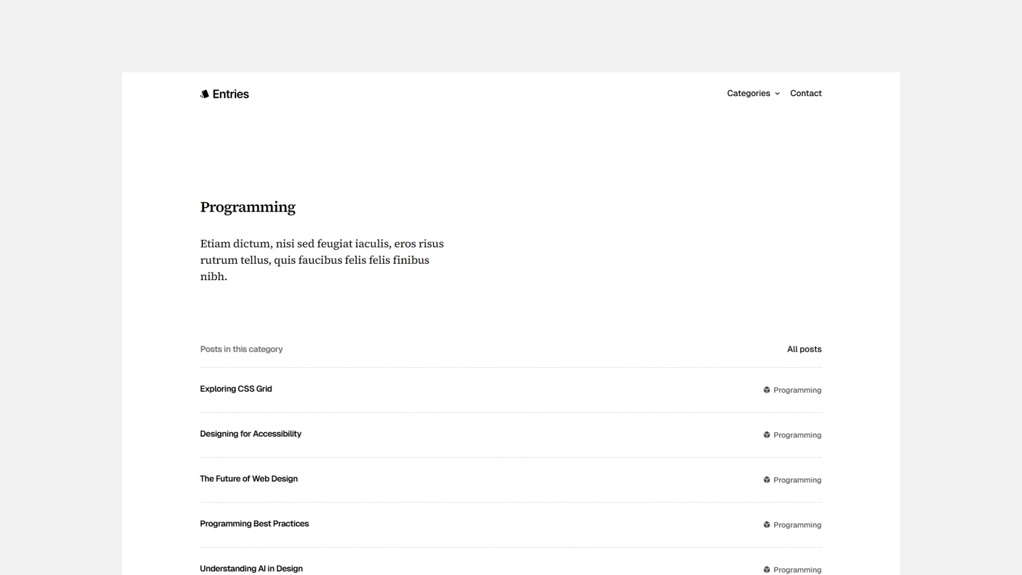 Entries Blog Template for Webflow