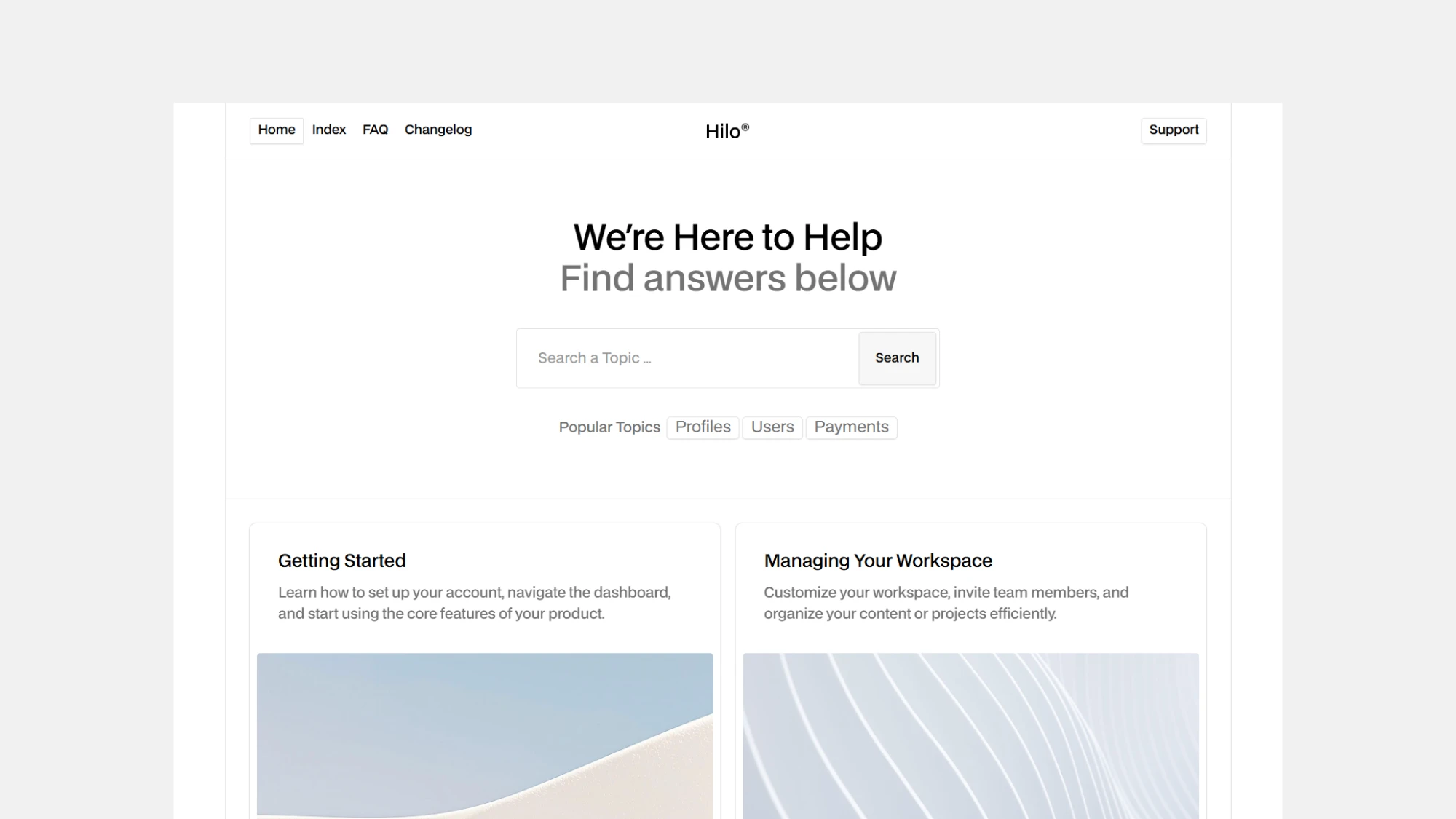 Hilo Help Center Template for Webflow