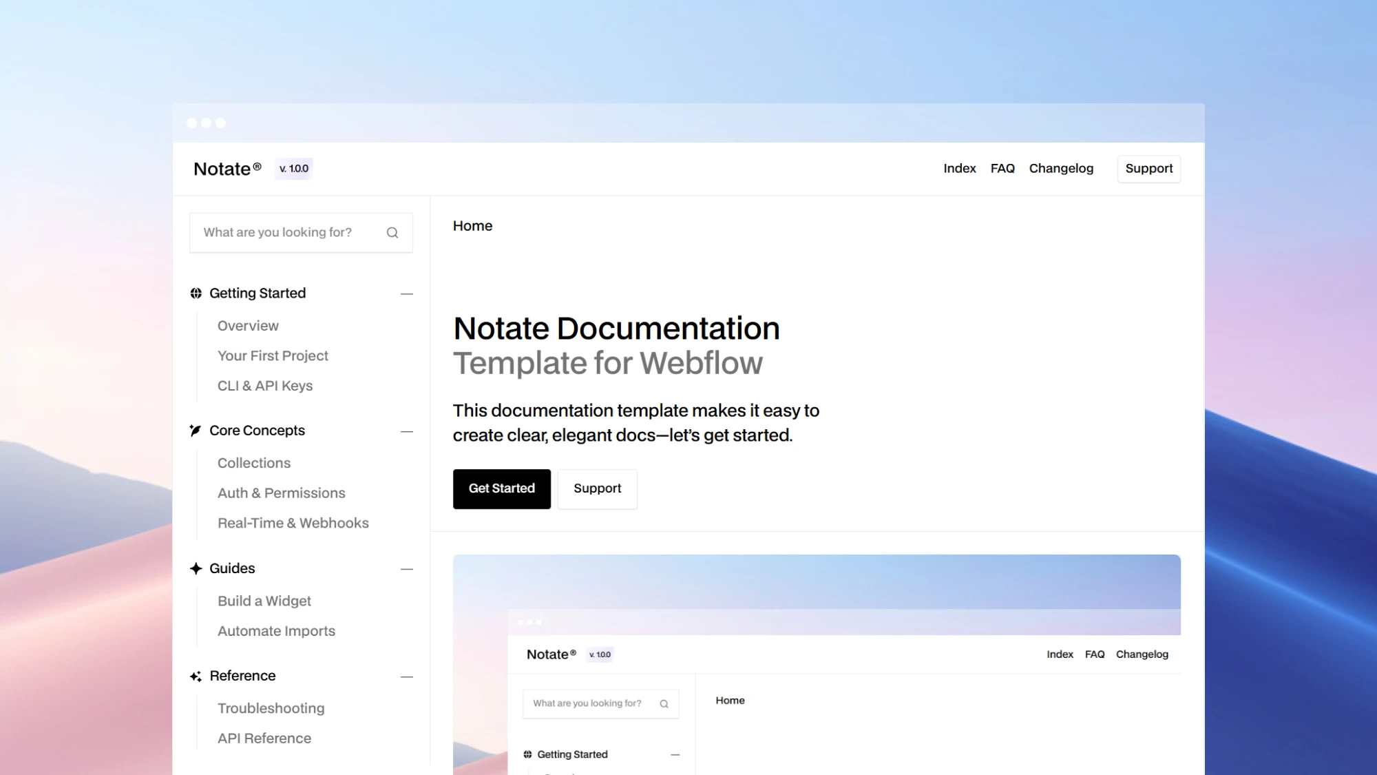 Notate Documentation Template for Webflow