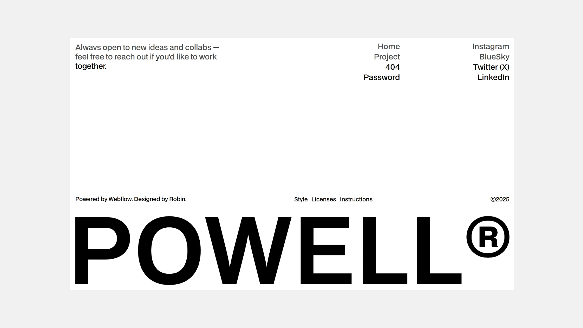 Powell Portfolio Template for Webflow