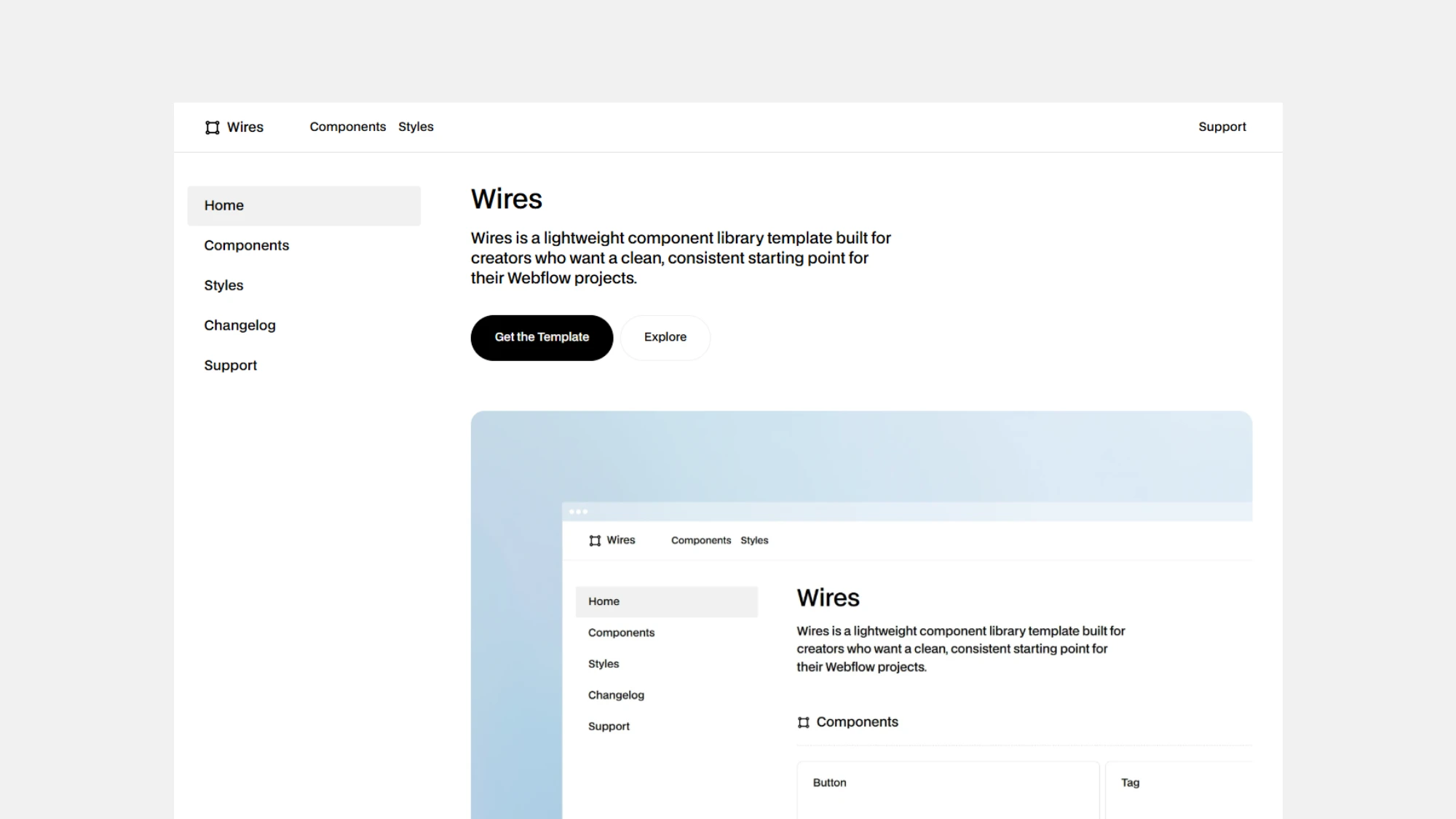 Wires Component Library Template for Webflow